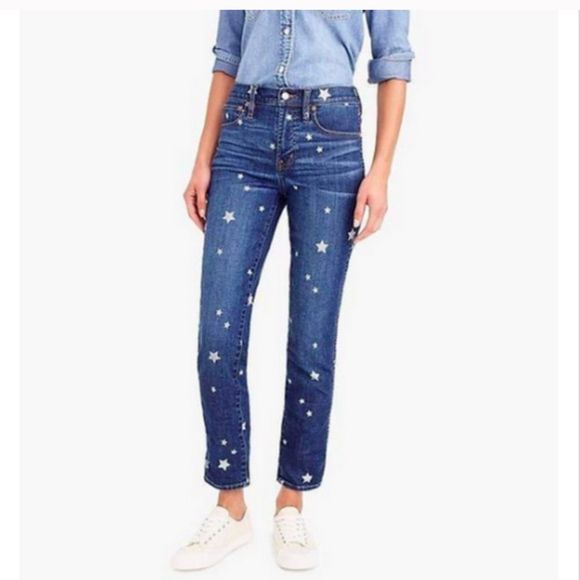New J Crew Vintage straight jean with star print - Picture 1 of 9